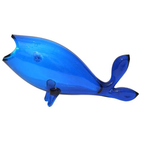 blenko blue glass fish